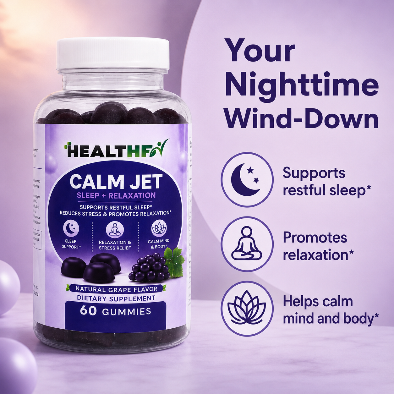 Healthfy Calm Jet Sleep + Relaxation Gummies