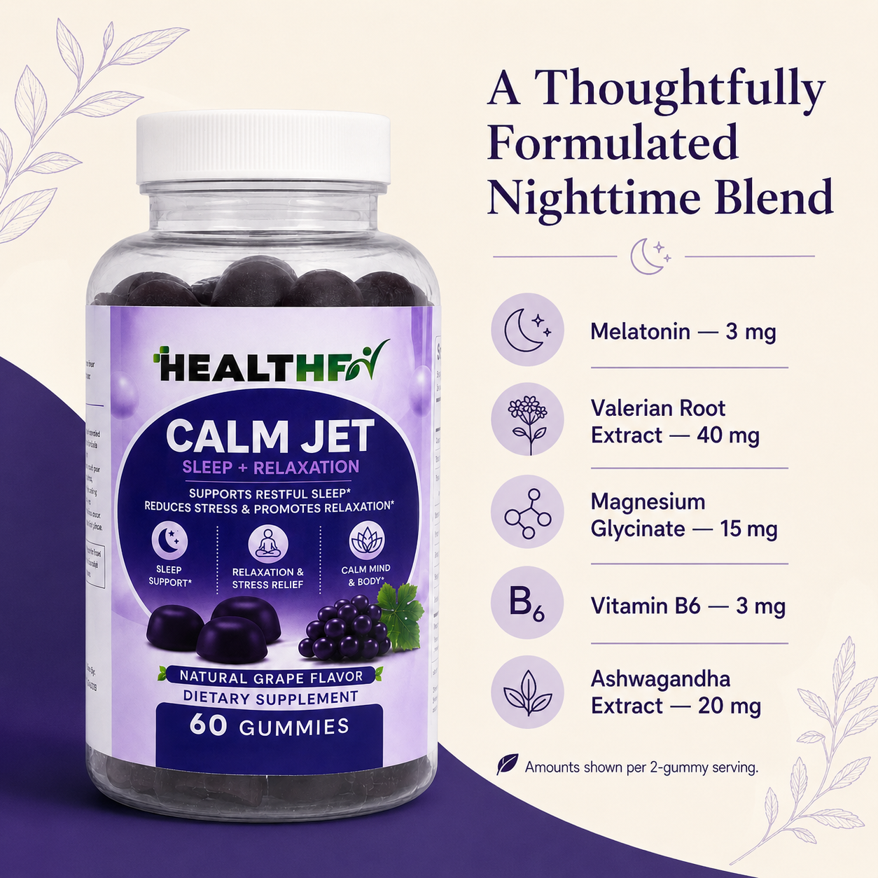 Healthfy Calm Jet Sleep + Relaxation Gummies
