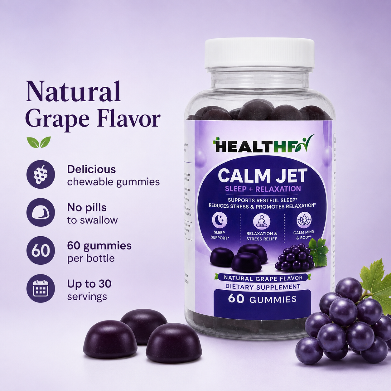Healthfy Calm Jet Sleep + Relaxation Gummies
